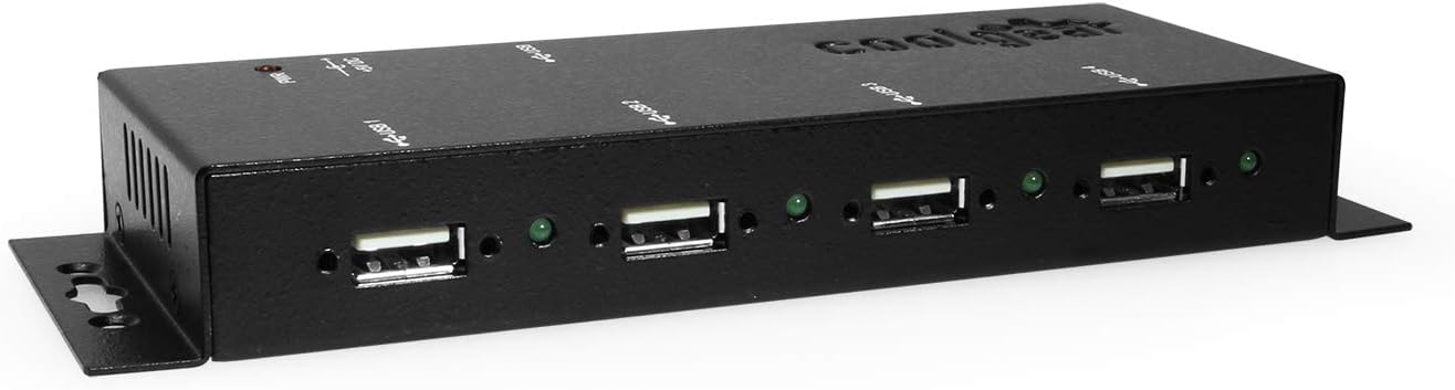 Coolgear Metal 4-Port USB 2.0 Powered Hub for Industrial Use w/Screw Lock Pack of 2