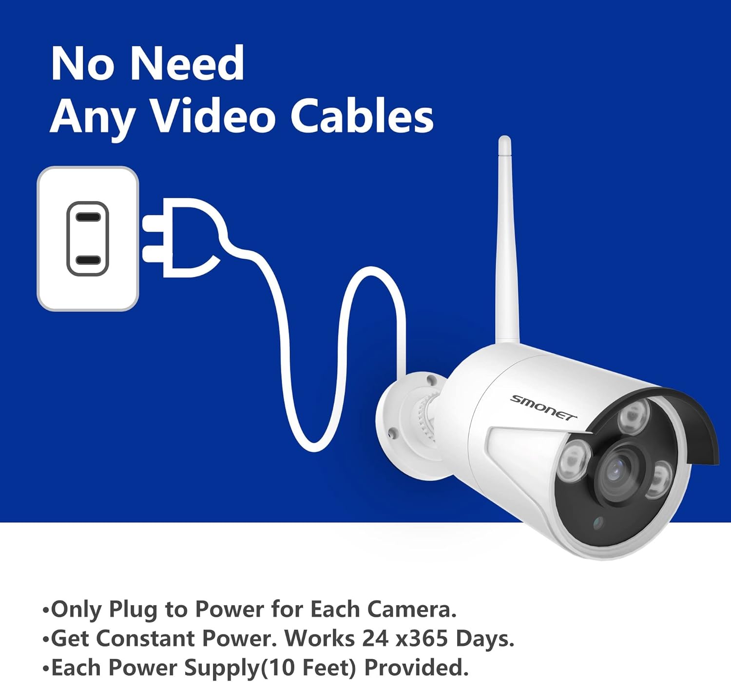 Wireless Security Camera System ,1080P SMONET Camera System ,8CH Full HD 1080P Home CCTV Surveillance Systems, 8Pcs 2.0MP Waterproof IP Cameras, Night Vision, Easy Remote View,2TB Hard Drive