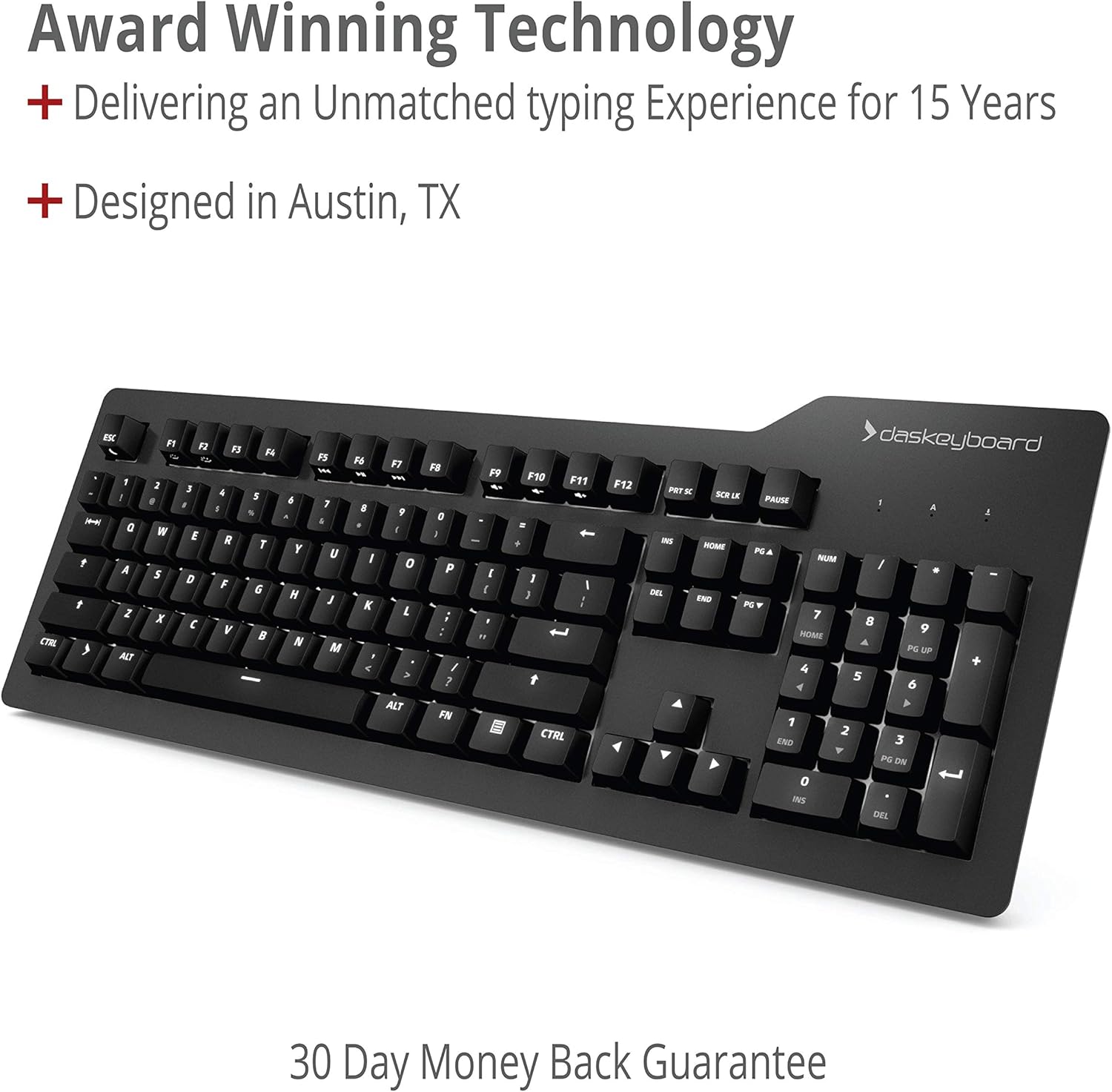 Das Keyboard Prime 13 Backlit Wired Mechanical Keyboard, Cherry MX Brown Mechanical Switches, Clean White LED Backlit Keys, USB pass-through, Aluminum Top Panel (104 keys, Black)