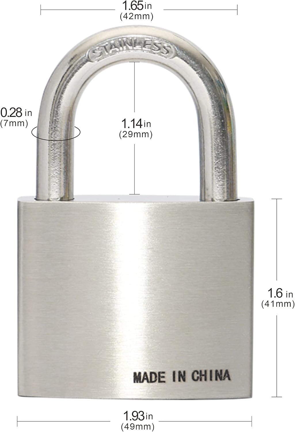 304 Stainless Steel Keyed Alike Padlocks for Out Door use, Pin Tumbler Padlock, 2 inch Wide Body, Stainless Steel Body &Shackle, Pack of 2 Pack of 2