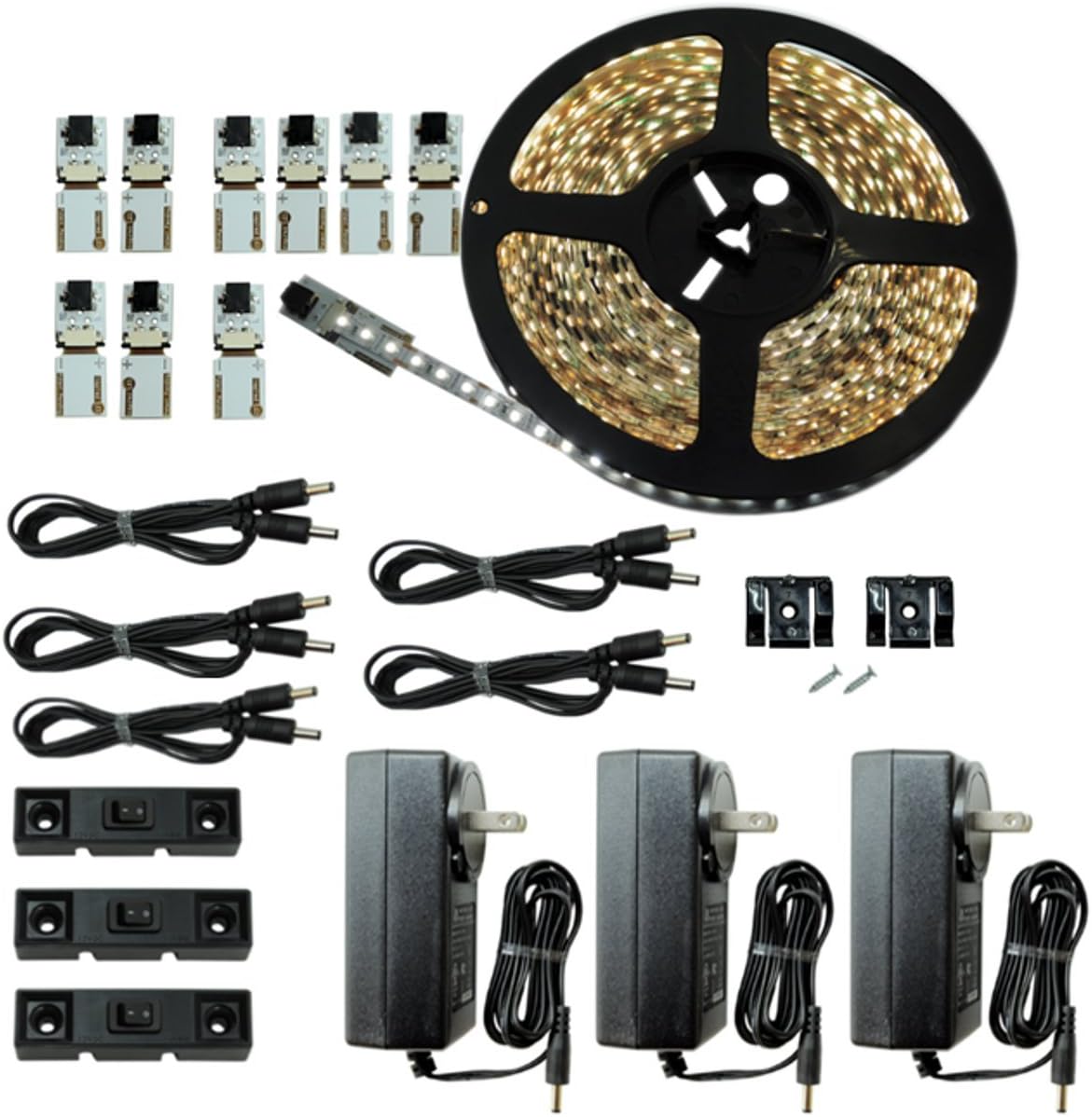 LED Lighting | Cut and Connect Series Kit Ultra Bright | Warm White | 3000 K | ~9.5ft/ 3M Kit Under Cabinet Lighting | Accent Lighting | Dimmable | Customizable Length with Adhesive LED Strip Pack of 2