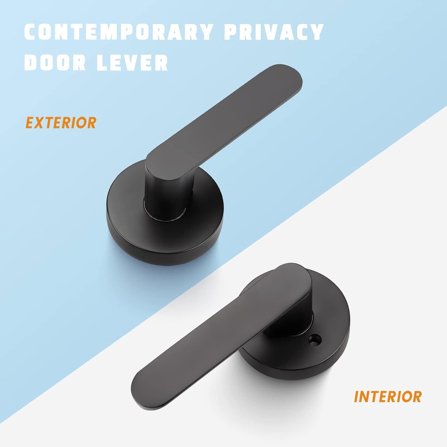 KNOBWELL 6 Pack Black Heavy Duty Door Leversets Interior Door Handles, Privacy Bed and Bath Leverset, Left/Right Handing, Matte Black Finish 2.07 lb One Lever