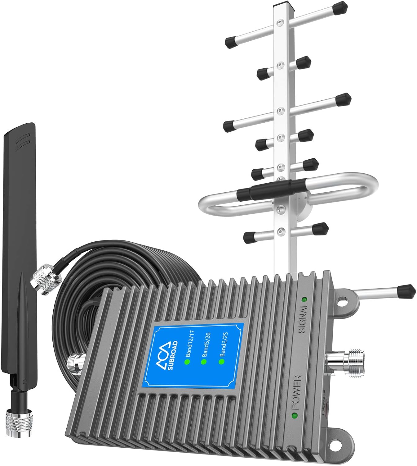Cell Phone Signal Booster for Home and Office - Band 66/4 (1700/2100Mhz) 5G Mobile Cellular Repeater Boosts 4G Data and Volte for Multiple Users Up to 4,500Sq Ft. with High Gain Panel/Yagi Antenna