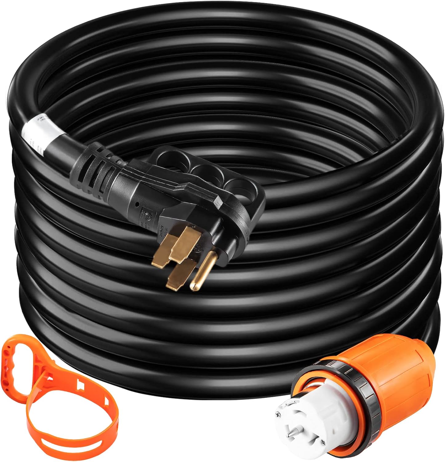 VEVOR Heavy Duty Generator Cord, 25 Feet Generator Power Cord, 50AMP ETL Listed Cord, 12000 Watts Black Cable, SS2-50R Generator Plug, SS2-50P Extension Cord, 125/250V Generator Wire w/Portable Strap