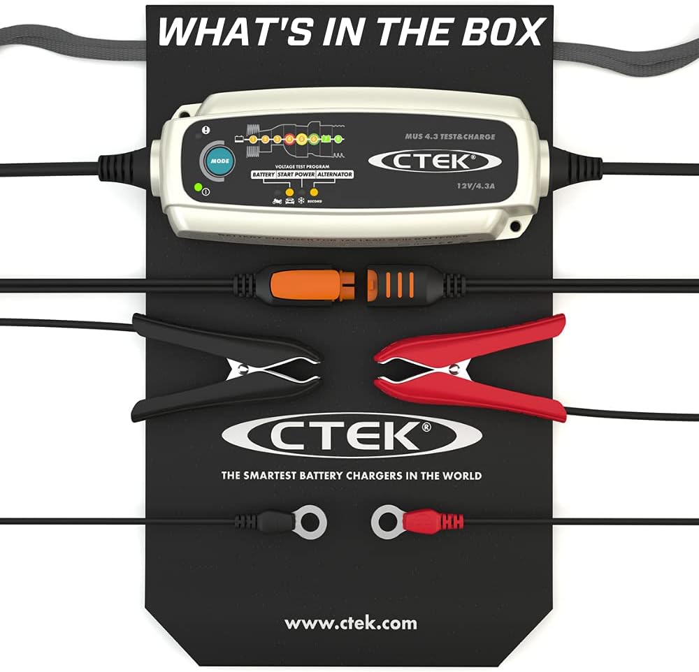 CTEK (56-959) Silver MUS 4.3 TEST & CHARGE 12 Volt Fully Automatic Charger and Tester
