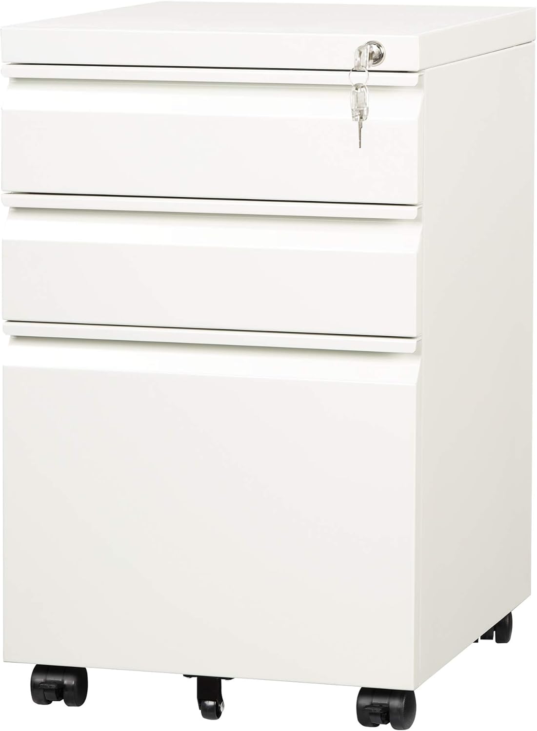 DEVAISE 3 Drawer Mobile File Cabinet Under Desk, Fully Assembled Except Casters, Letter/Legal Size, White