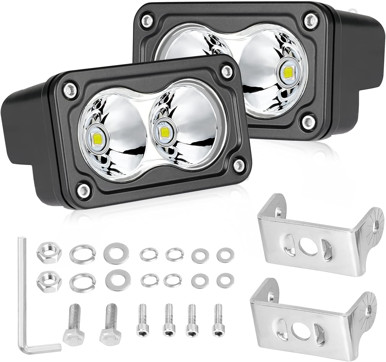 LED Pods, AKD Part 3 inch Driving Lights 40W Spot Lights Off Road Work Lights LED Cubes Light Bar Pods LED Bumper Lights White 2 Pack for Truck Motor ATV UTV SUV Pickup Boat Pack of 2