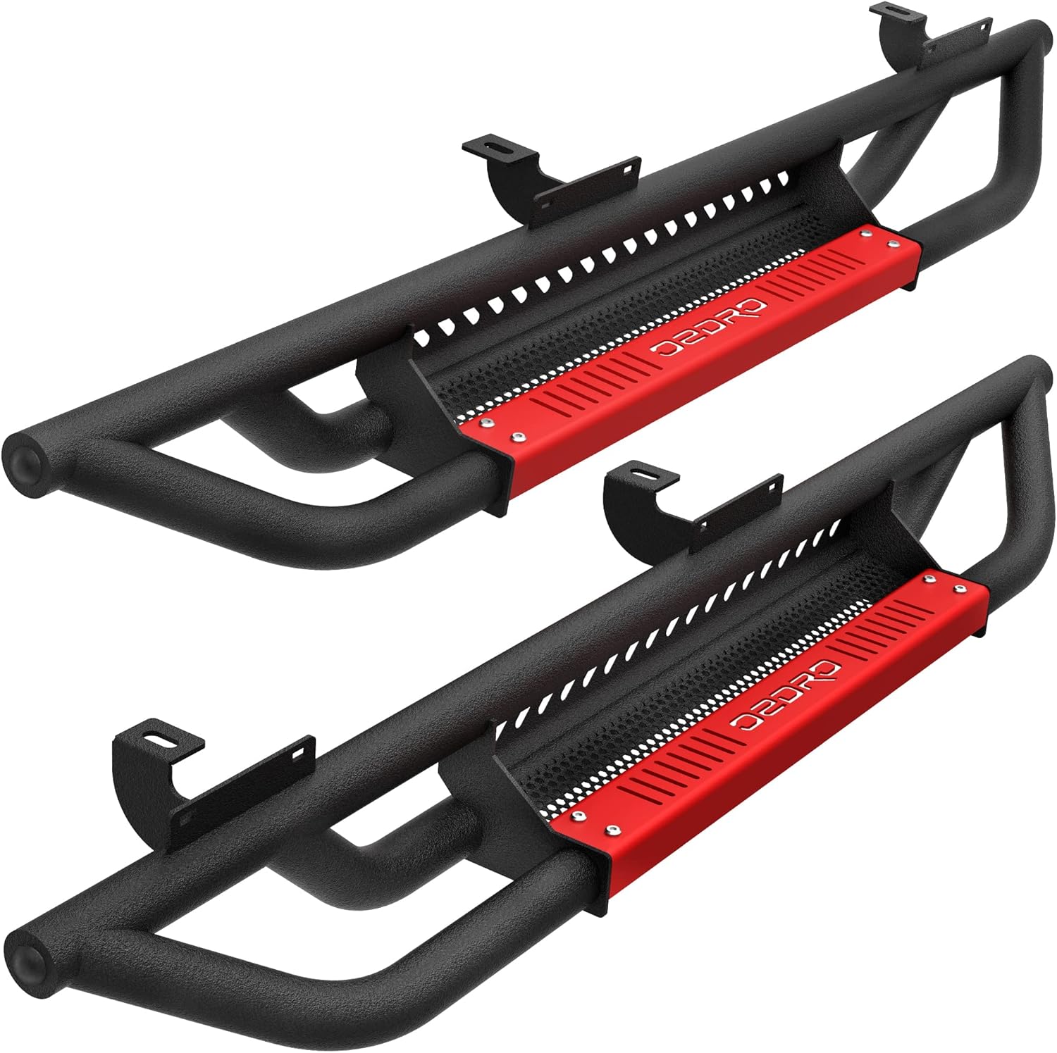 OEDRO Running Boards, Drop Side Steps Compatible with 2007-2018 Jeep Wrangler JK 2 Door, Steel Nerf Bars Red Paintable Step Plates