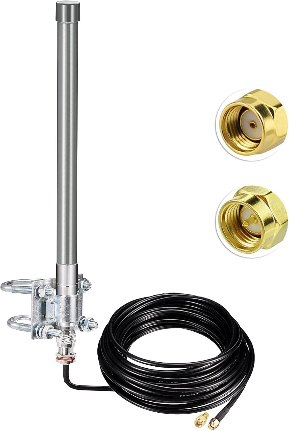 Bingfu 31.5inch 5.8 dBi Antenna 915MHz Helium Lora Antennas - ALSR240 Low Loss Cable 3.3ft - Compatible with Nebra Bobcat 300 Cal-Chip RAK V2 Syncrobit SenseCAP M1 HNT Miner LoraWan Hotspot Pack of 2