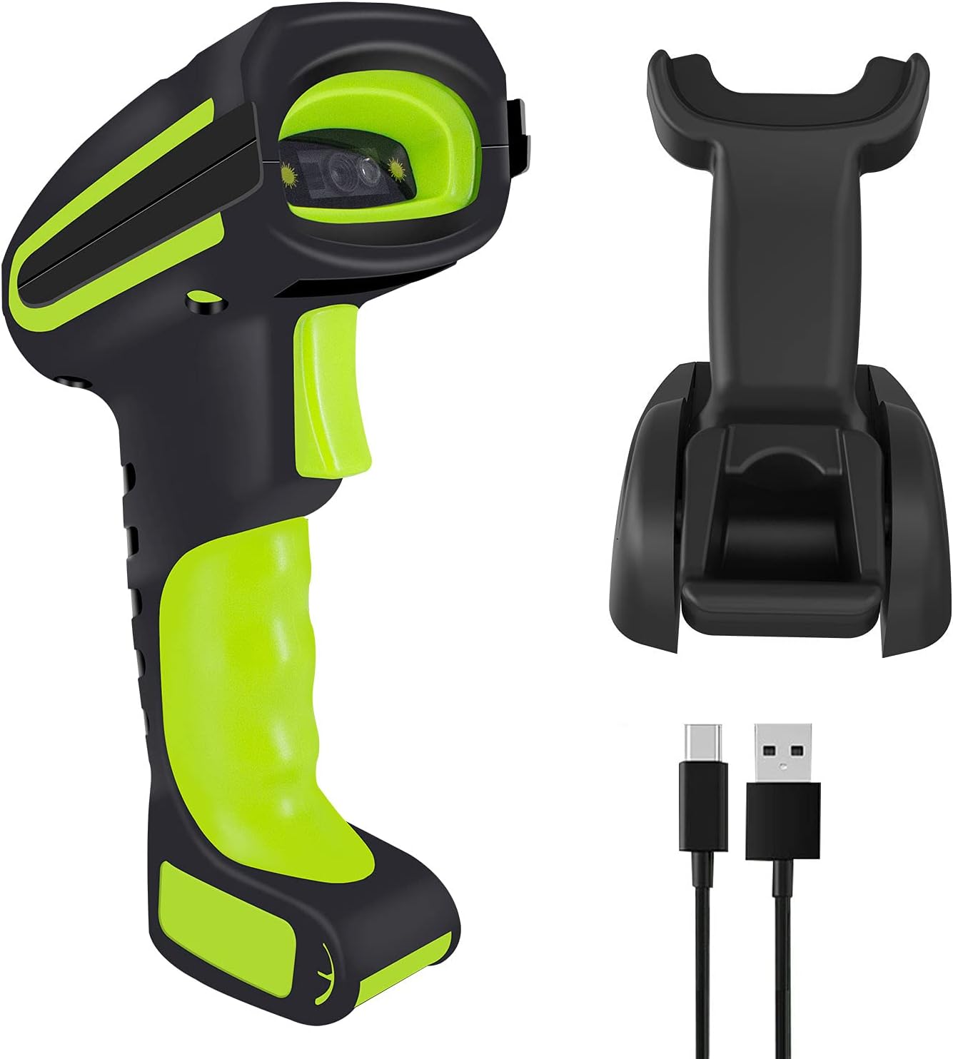 2D Wireless Barcode Scanner, Extreme Drop Resistance Heavy Duty Industrial Grade Bluetooth Bar Code Reader Scanner with 433 Charging Cradle for Retail Warehouse Inventory Management Library Pack of 2