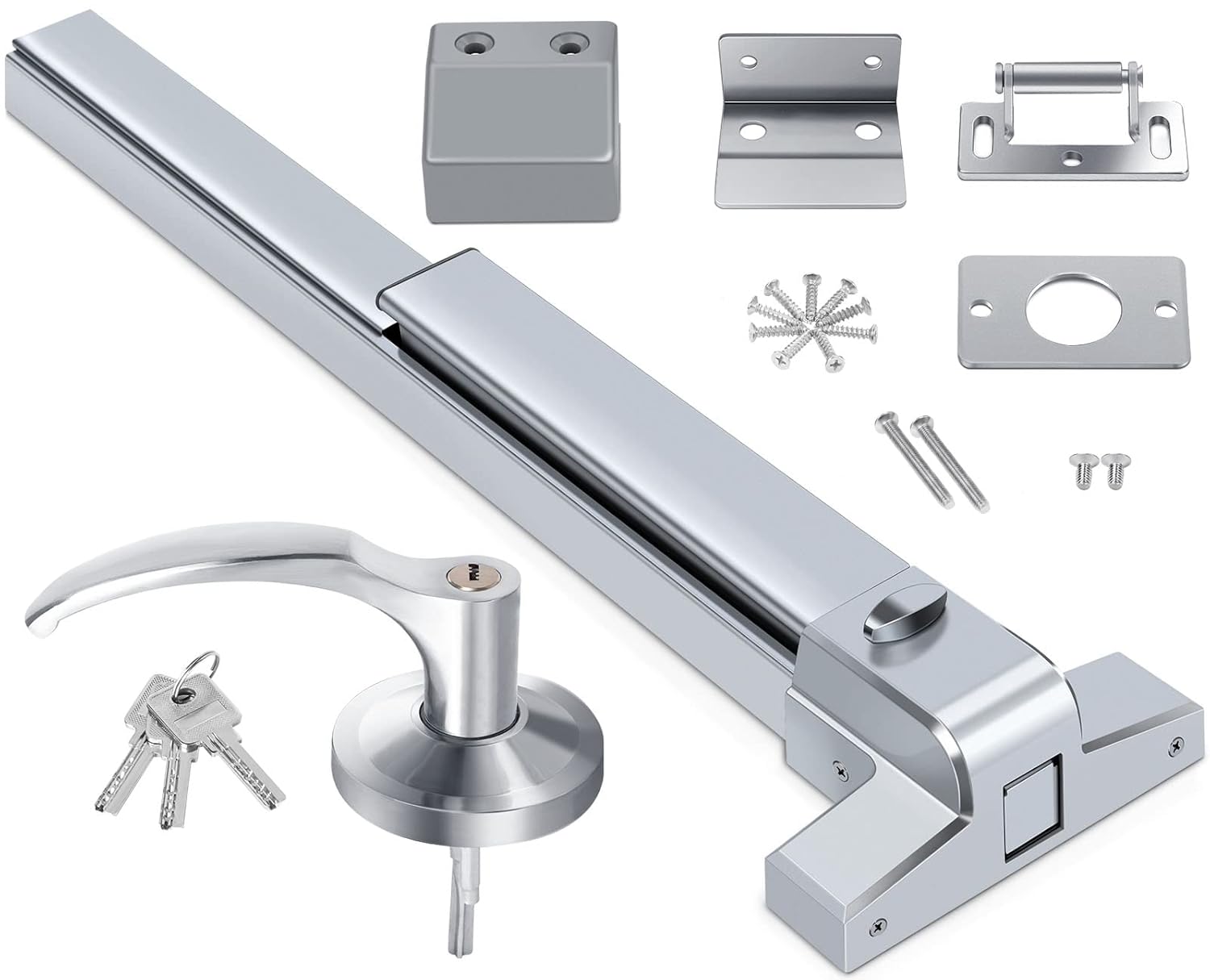 Door Push Bar Panic Exit Device Doors Lock Panic Bar Door Hardware UL Listed Aluminum Made Emergency Hardware Door Bar Lock with Roller Latch Emergency Panic Bars for Exit Door