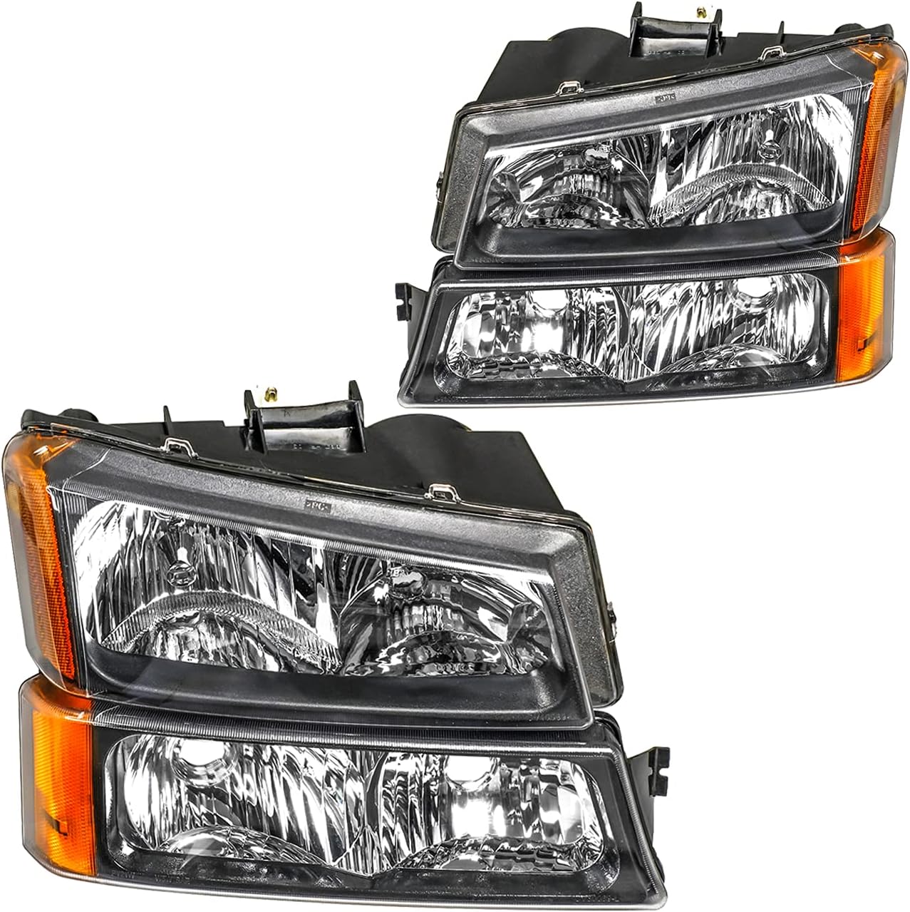 APSVE Headlight Assembly compatible with 1999-2002 Chevy Silverado 1500/2500/3500, 00-06 Tahoe Suburban, Smoke Lens Pack of 2