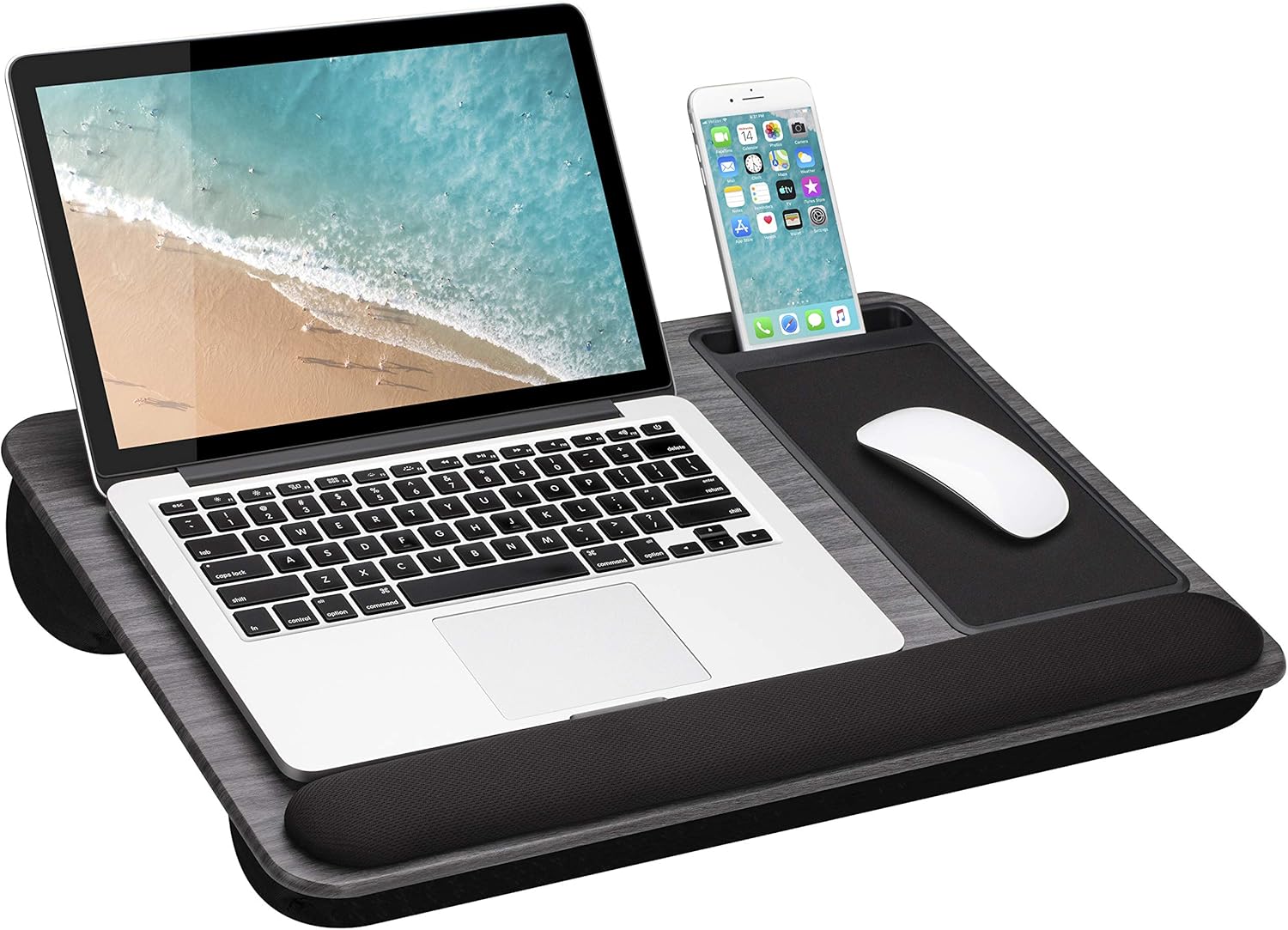 LapGear Home Office Pro Lap Desk with Wrist Rest, Mouse Pad, and Phone Holder - Black Carbon - Fits Up To 15.6 Inch Laptops - style No. 91598 Pack of 2