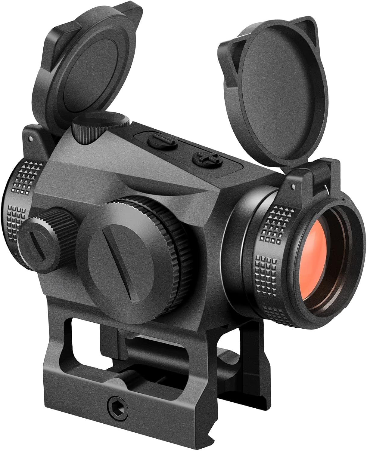 CVLIFE 2 MOA Red Dot Sight Auto On & Off 1x20mm Compact Motion Awake Reflex Sight with Flip Lens Covers, Low Profile and Absolute Co-Witness Mount, Black Pack of 2
