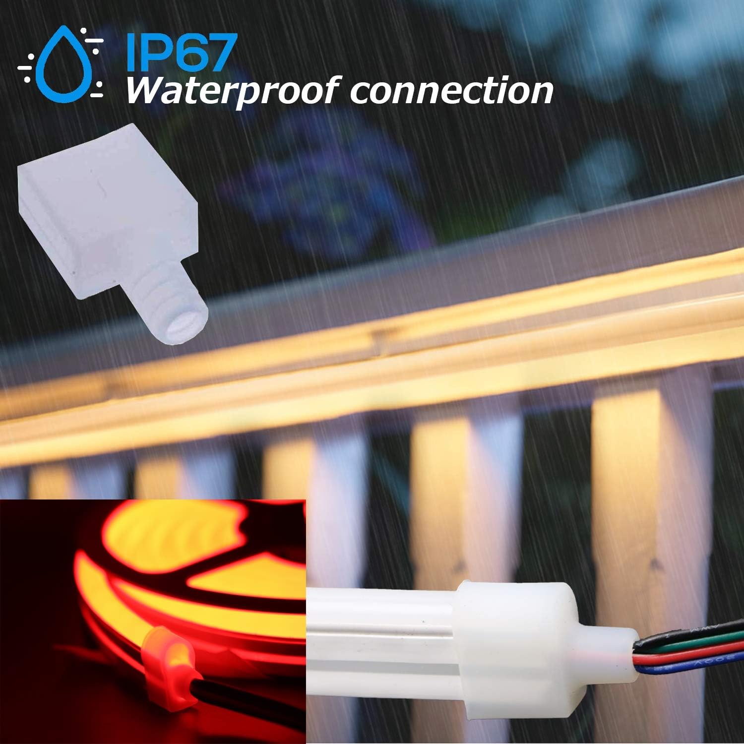 Pearlight Neon LED RGB Silicone Light Strip Flexible/Waterproof/Multi-Color/Remote Control for Home/Garden/Architectural Decoration (16.4 FT / 5 Meters, RGB)