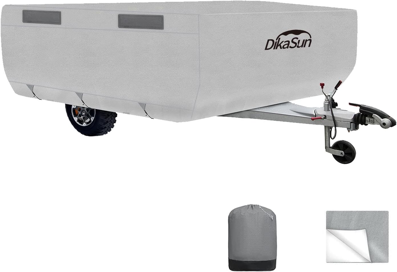 DikaSun Pop Up Folding Camper Cover , 6 Layers Equal Breathable Anti-UV Resistant Windproof Waterproof with RV Accessories Adhesive Repair Patches(10'-12')