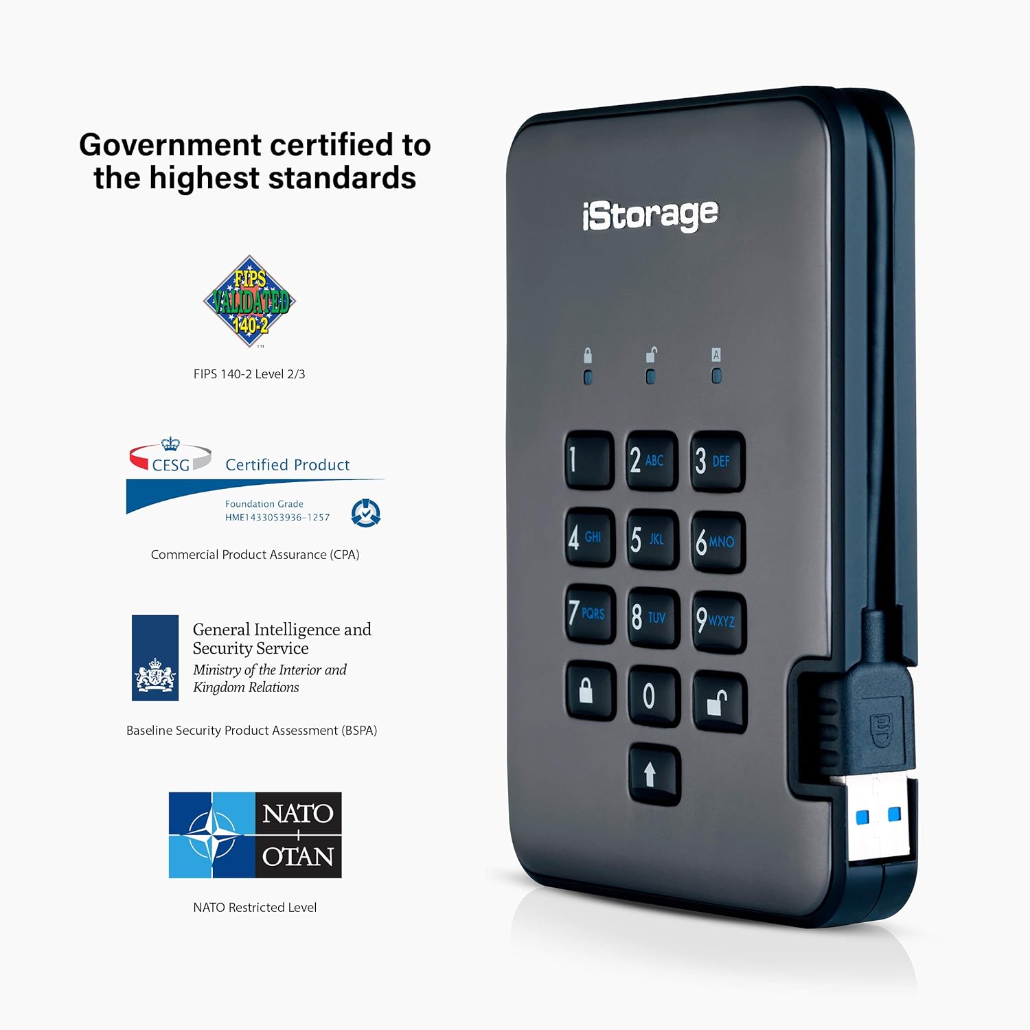 iStorage diskAshur PRO2 Secure encrypted Hard Drive - c-x Range (1TB)