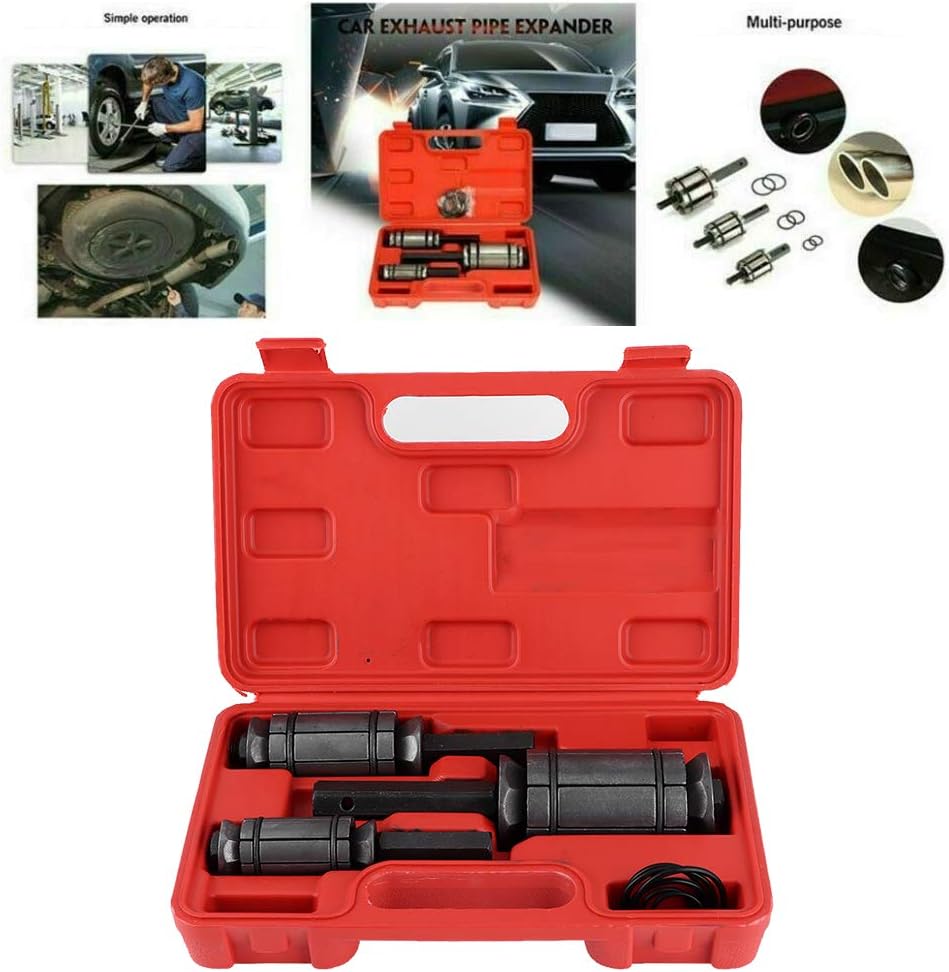 Tail Pipe Expander, 3pcs Steel Tail Pipe Expander Kit 1‑1/18in to 3‑1/2in Steel Exhaust Muffler Spreader Auto Tool for Tail Pipe Expander Exhaust Muffler Spreader Tail Pipe Dent Remover Tail Pipe Pack of 2