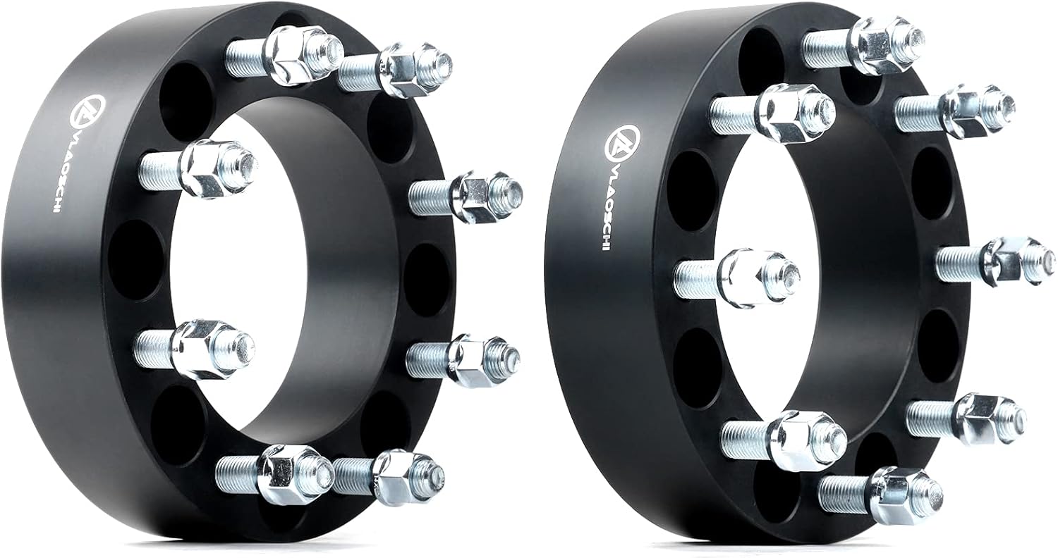 VLAOSCHI Black Forged 8x6.5 to 8x180 Wheel Adapters 2 Inch with M14x1.5 Studs Compatible with Chevy G-M-C 8 Lug for 1999-2010 Silverado Sierra 2500 3500 HD | 2014-2021 R-A-M 2500 3500 - Pack of 2