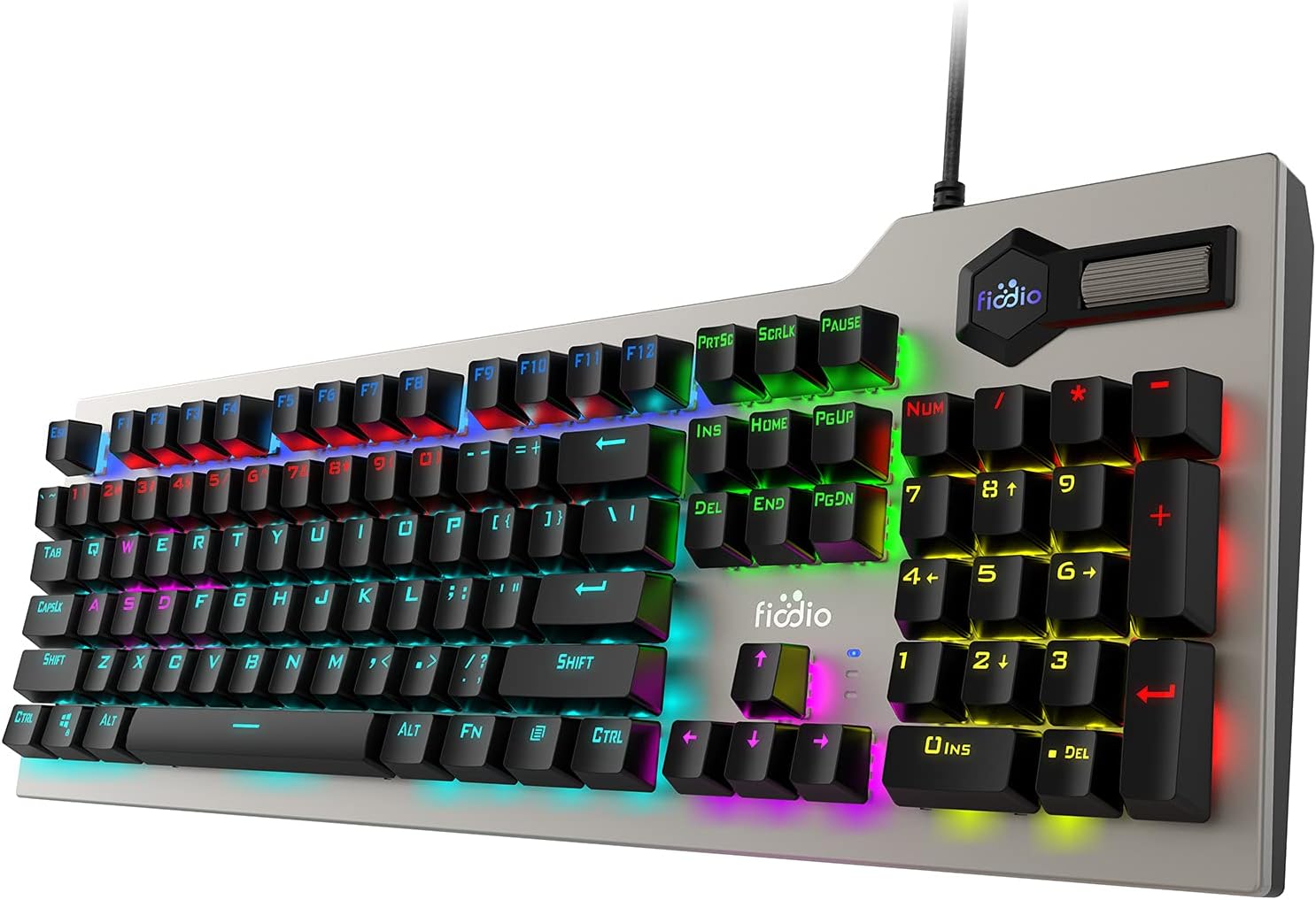 Fiodio Mechanical Gaming Keyboard, Wired RGB Rainbow Backlit Keyboard with Blue Switches, Ergonomic Standard Keyboard for Desktop, Computer, PC Pack of 2