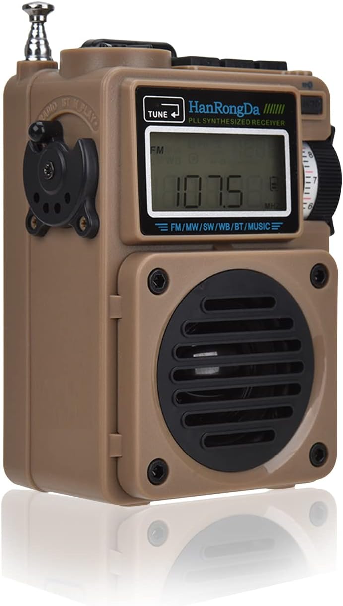 JUNSHUNTONG World Band Radio HRD-700,Portable Bluetooth Music Player,FM/AM/SW/WB Full Band Broadcast Reception, Support Bluetooth, TF Card Playback Pack of 2