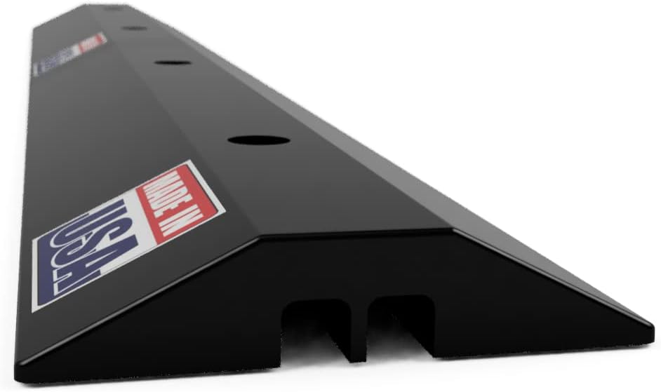 BULLKE Bolt-Down Speed Bumps for Driveway Traffic | Super Thick Tough Durable Plastic (not Smelly Rubber) Made in USA High Capacity Protective Wire Cord Ramp 2 Channel Cable Protector Heavy Duty Pack of 2