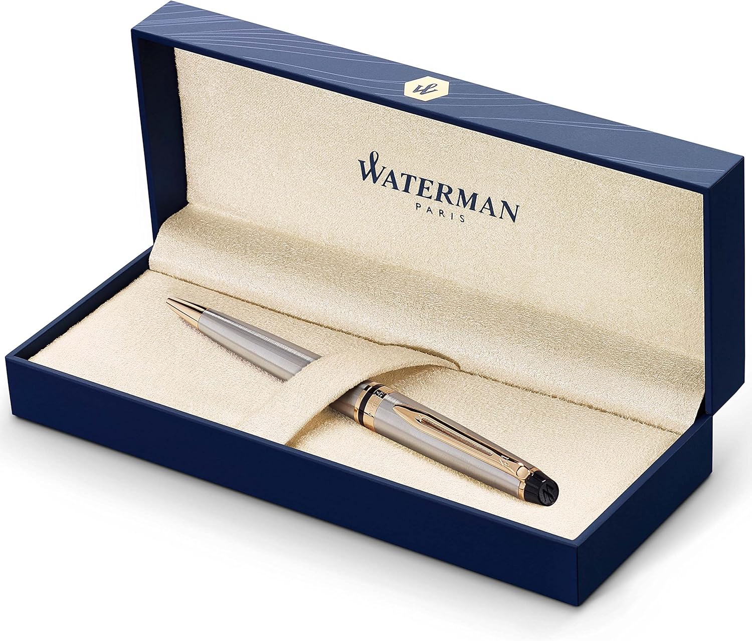 Waterman Expert Rollerball Pen, Gloss Black with 23k Gold Trim, Fine Point with Black Ink Cartridge, Gift Box Pack of 2