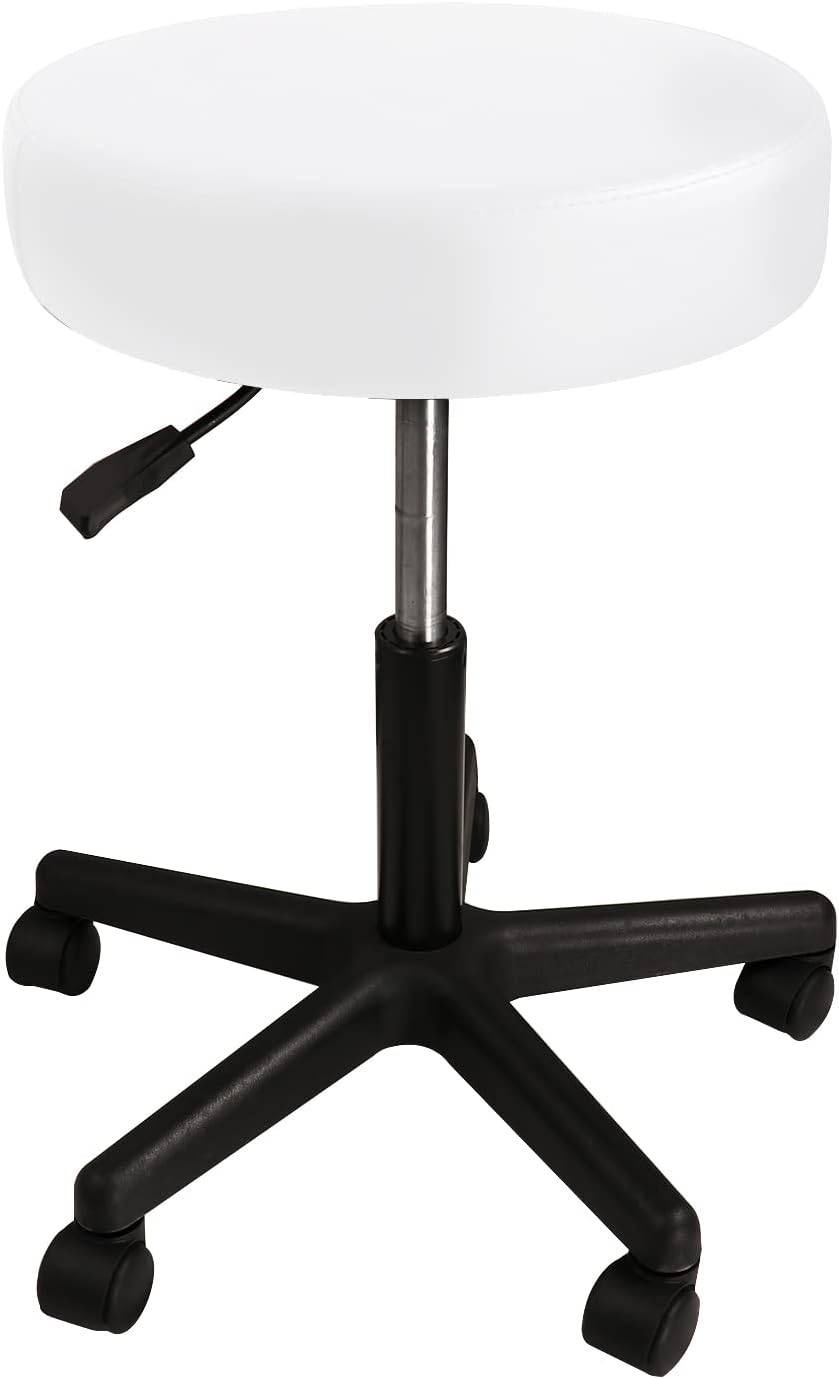 JMU Round Rolling Stool, Heavy Duty Stool Adjustable Round Stool for Massage Salon Tattoo Lab Medical Office Home (Black)