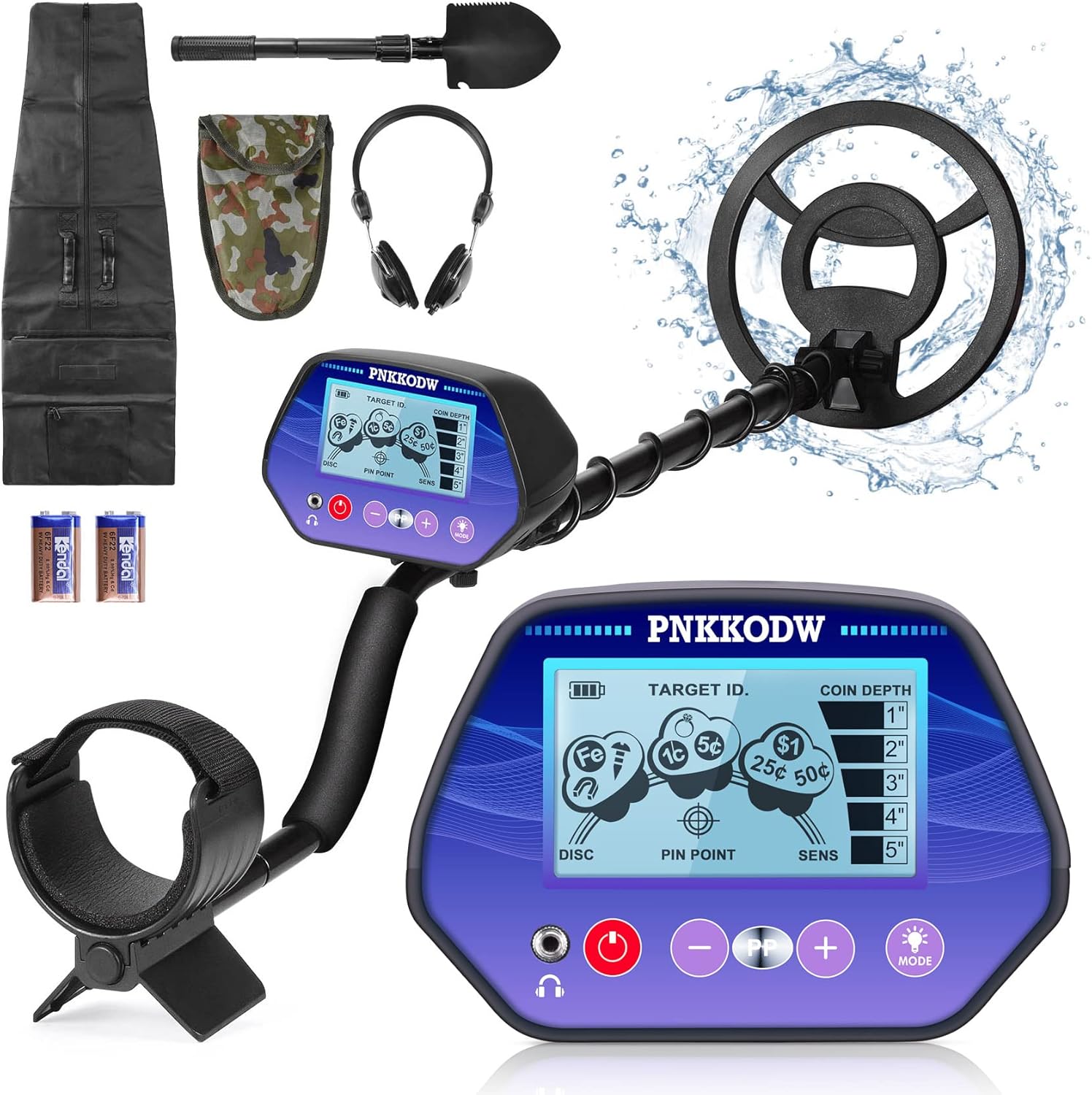 PNKKODW Metal Detector for Adults Professional Adjustable Kids Metal Detectors with LCD Display Waterproof High Accuracy Pinpoint & Disc & All Metal 3 Modes 10