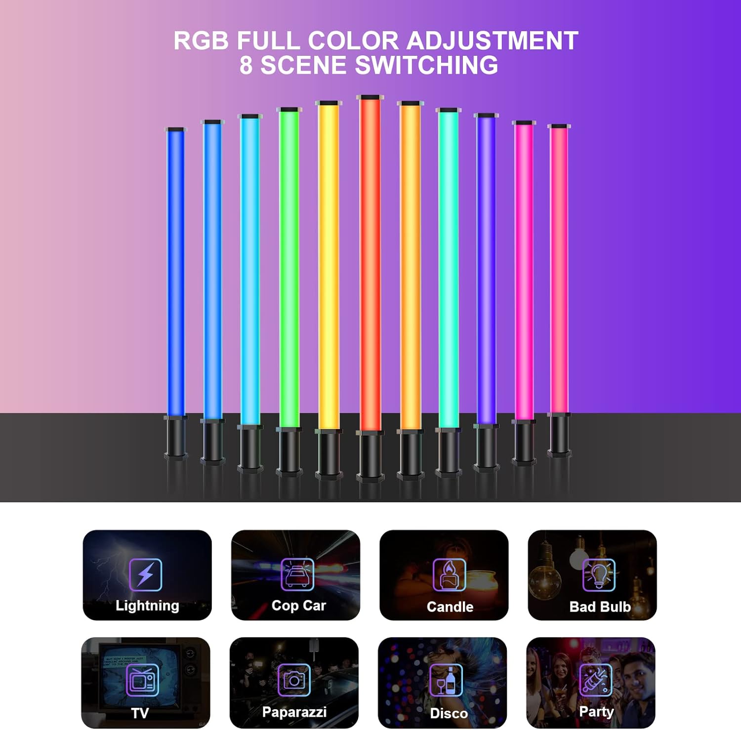GVM Handheld Video Stick Light with Stick Light for Photography,Very Portable RGB Light Wand，Wireless led Light with Built-in 2200 mAh Rechargeable Battery(30W 36.8in)