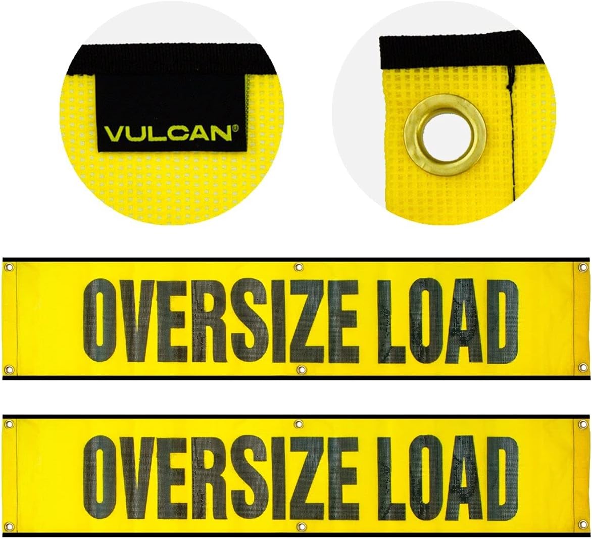 VULCAN Oversized Load Banner for Escort Vehicles - 2 Pack - Mesh - 12 Inch x 60 Inch Pack of 2