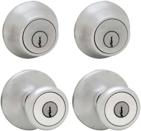 Kwikset 242 Tylo Entry Knob and Single Cylinder Deadbolt Project Pack in Satin Chrome Pack of 2