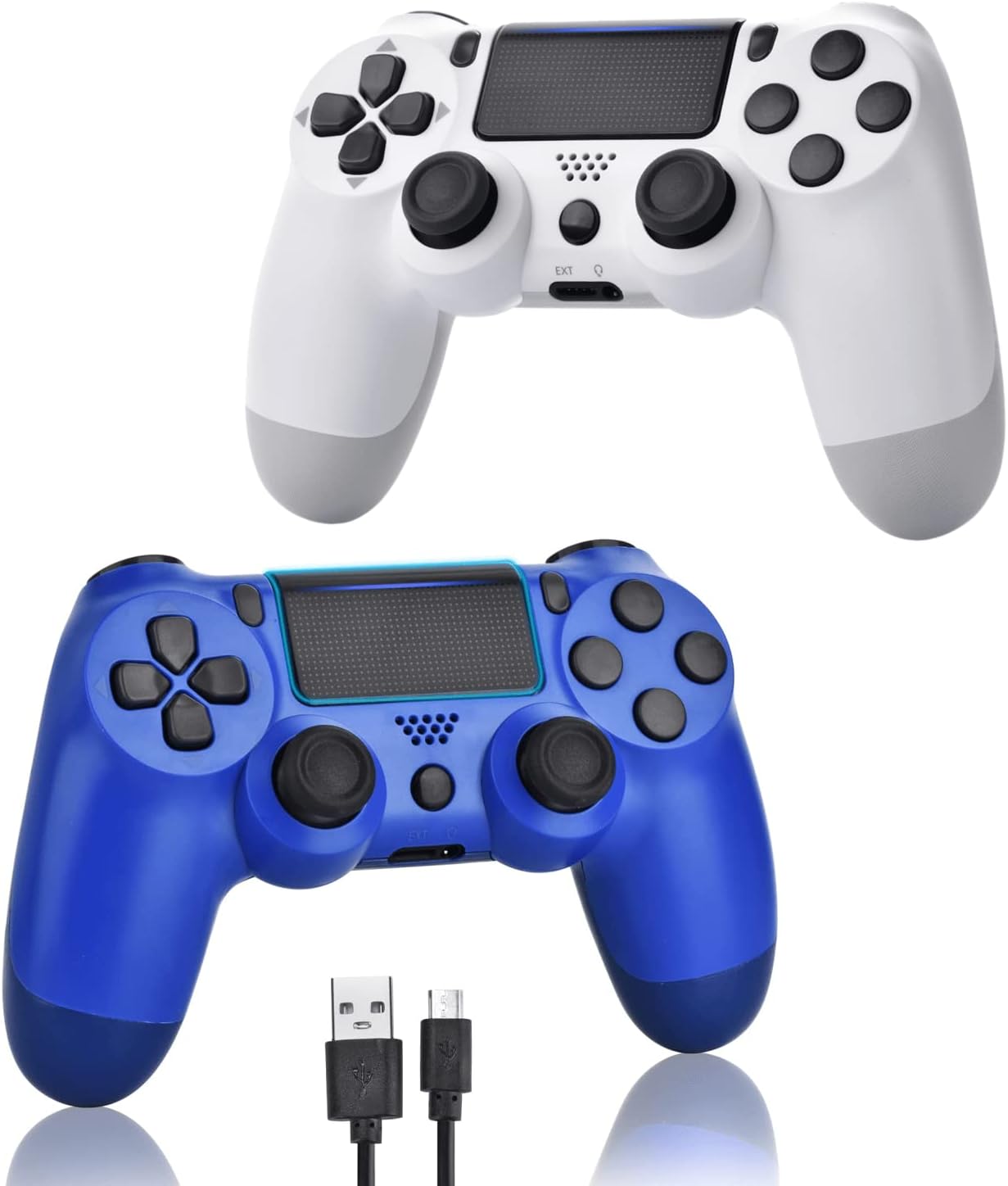 YU33 2 Pack Wireless Controller Compatible with P-4 - YU33 Remote Joystick Gamepad Compatible with P-4 with Charging Cable and Two Motors (Titanium Blue and Jet Black,2021,New) Pack of 2