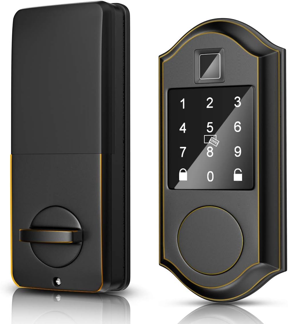 Narpult Fingerprint Smart Door Lock, Bluetooth Electronic Deadbolt Locks, Keypad Digital Lock, Works with App Control, Biometric, Fobs, Codes & Keys, Oil Rubbed Bronze Finish
