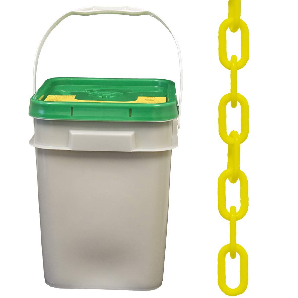 Mr. Chain Plastic Barrier Chain Pail, Yellow, 2-Inch Link Diameter, 160-Foot Length (50002-P)