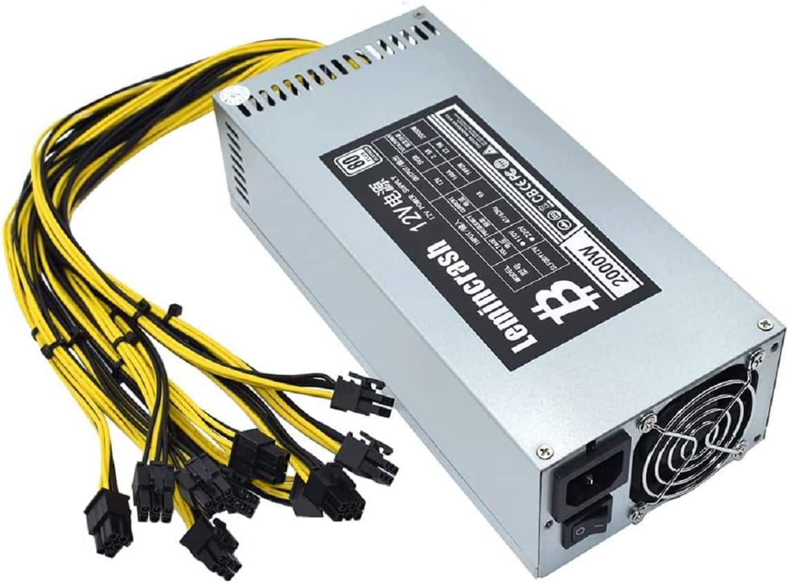2000W PSU Power Supply for Bitmain Antminer S9 S7 L3 BTC LTC ETH Mining Power Supply AC110-240V