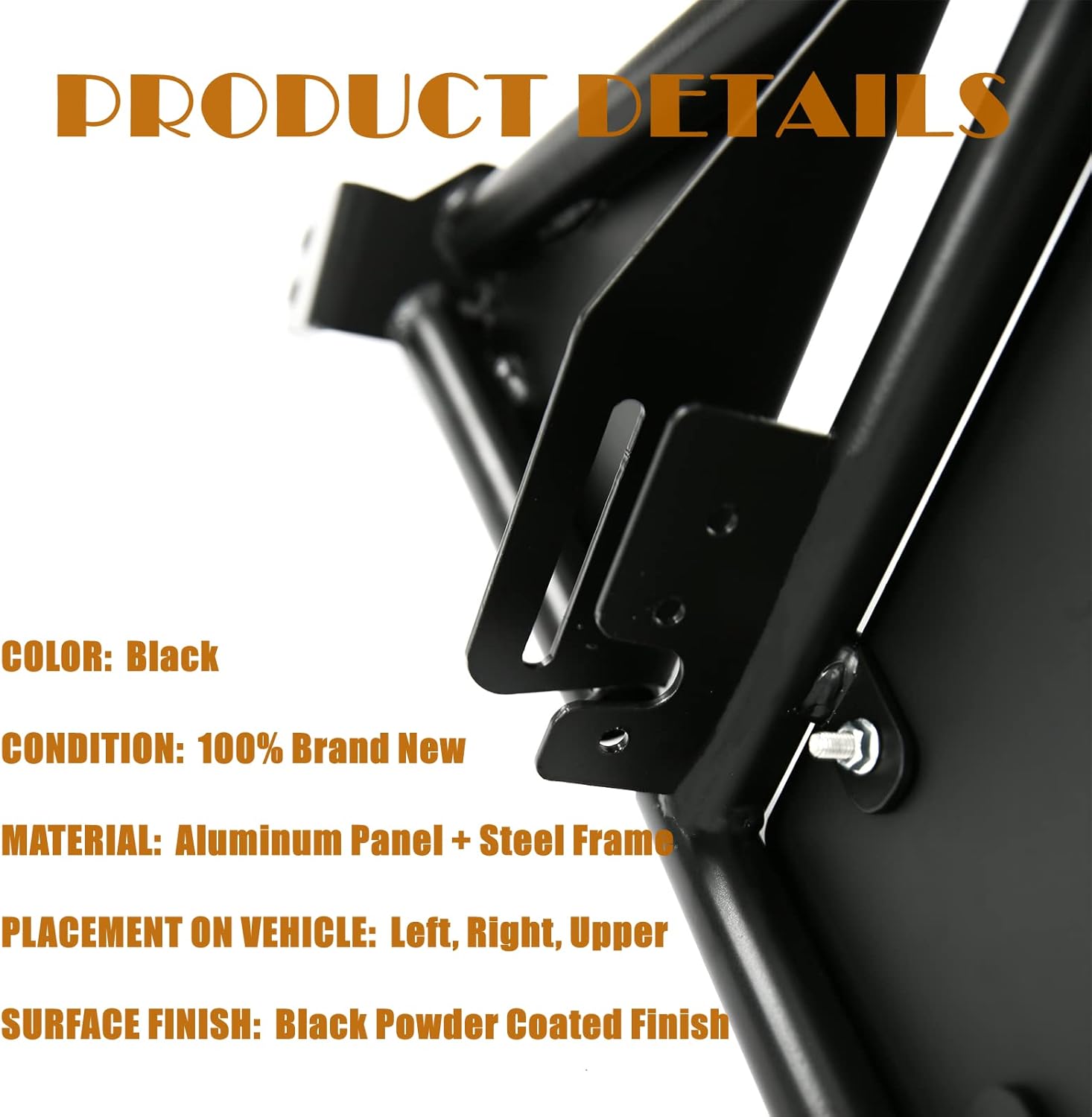 KINTOP UTV Side Doors Compatible with 2008-2014 Polaris RZR 800/S800/RZR 570/XP 900, W/Slam Latches For 2 Door Models Only 2 PCS(Black)