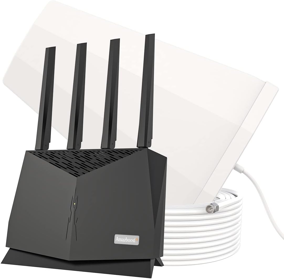 Amazboost A4 Cell Phone Booster for Home, Full Band Cell Phone Signal Booster kit ,Up to 5,000 sq ft, Boost 2G/3G/4G/5G LTE Data, Compatible with All US Carriers, FCC Approved