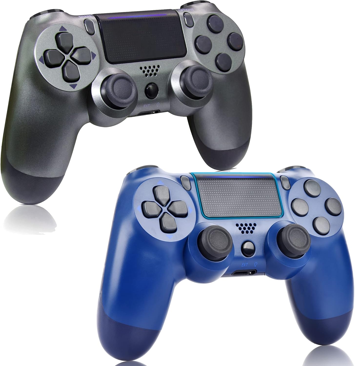 YU33 2 Pack Wireless Controller Compatible with P-4 - YU33 Remote Joystick Gamepad Compatible with P-4 with Charging Cable and Two Motors (Titanium Blue and Jet Black,2021,New) Pack of 2