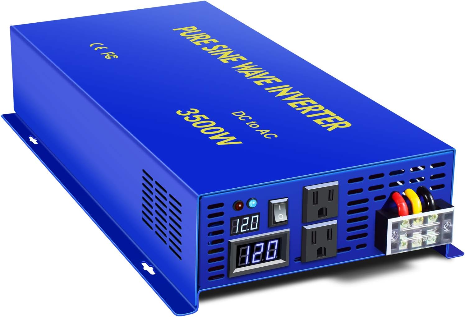 XYZ INVT Pure Sine Wave Power Inverter 3500W / 7000W (Peak) Car Caravan RV Camping Boat DC 12V Inverter Soft Start 12V DC to AC 110V DC Inverter Converter with LCD Display