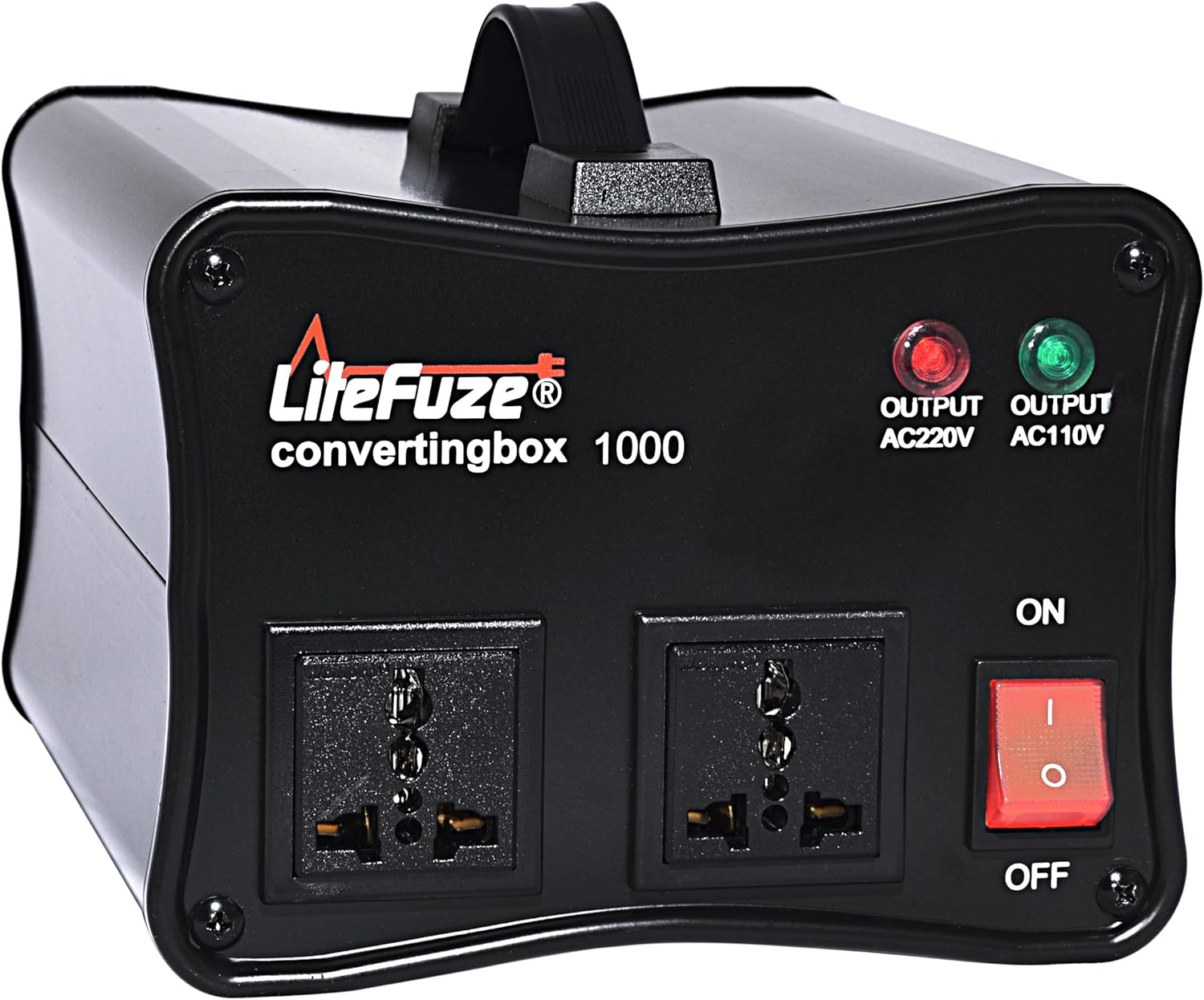 LiteFuze convertingbox 1000-Black 1000 Watt Auto Voltage Converter Transformer - Light Weight - Step Up/Down [5-Years Warranty]
