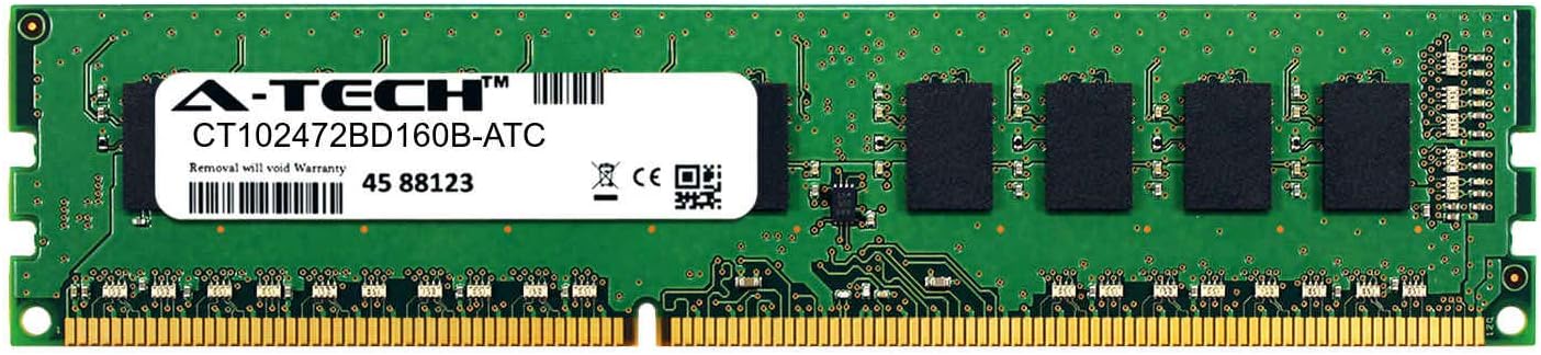 A-Tech 8GB Replacement for Crucial CT102472BD160B - DDR3/DDR3L 1600MHz PC3-12800 ECC Unbuffered UDIMM 2Rx8 1.35V - Single Server Memory RAM Stick (CT102472BD160B-ATC) Pack of 2