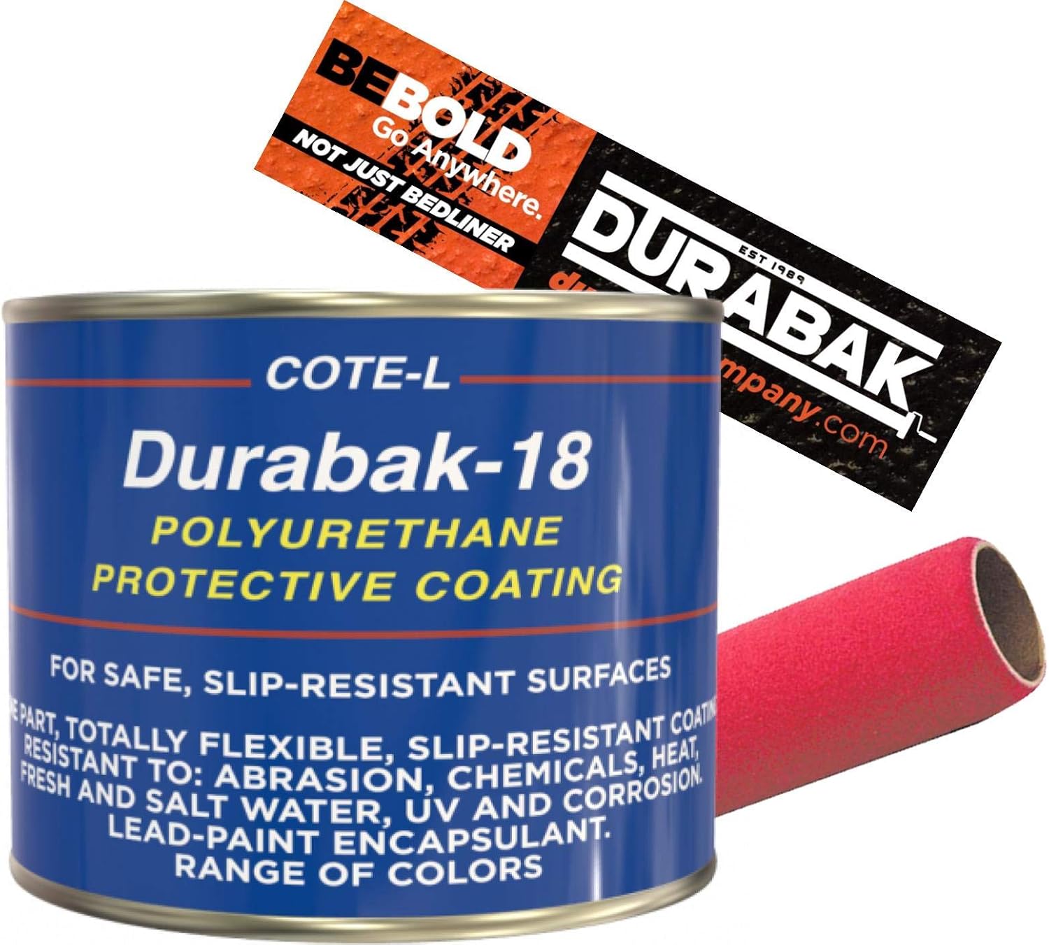 Durabak Exterior Paint KIT + Roller | Roll On or Spray On Coating DIY Custom Coat for Auto Body, Automotive Rust Proofing, Boat Repair, Scratch Guard | Smooth Detailing Finish (Gallon, White)