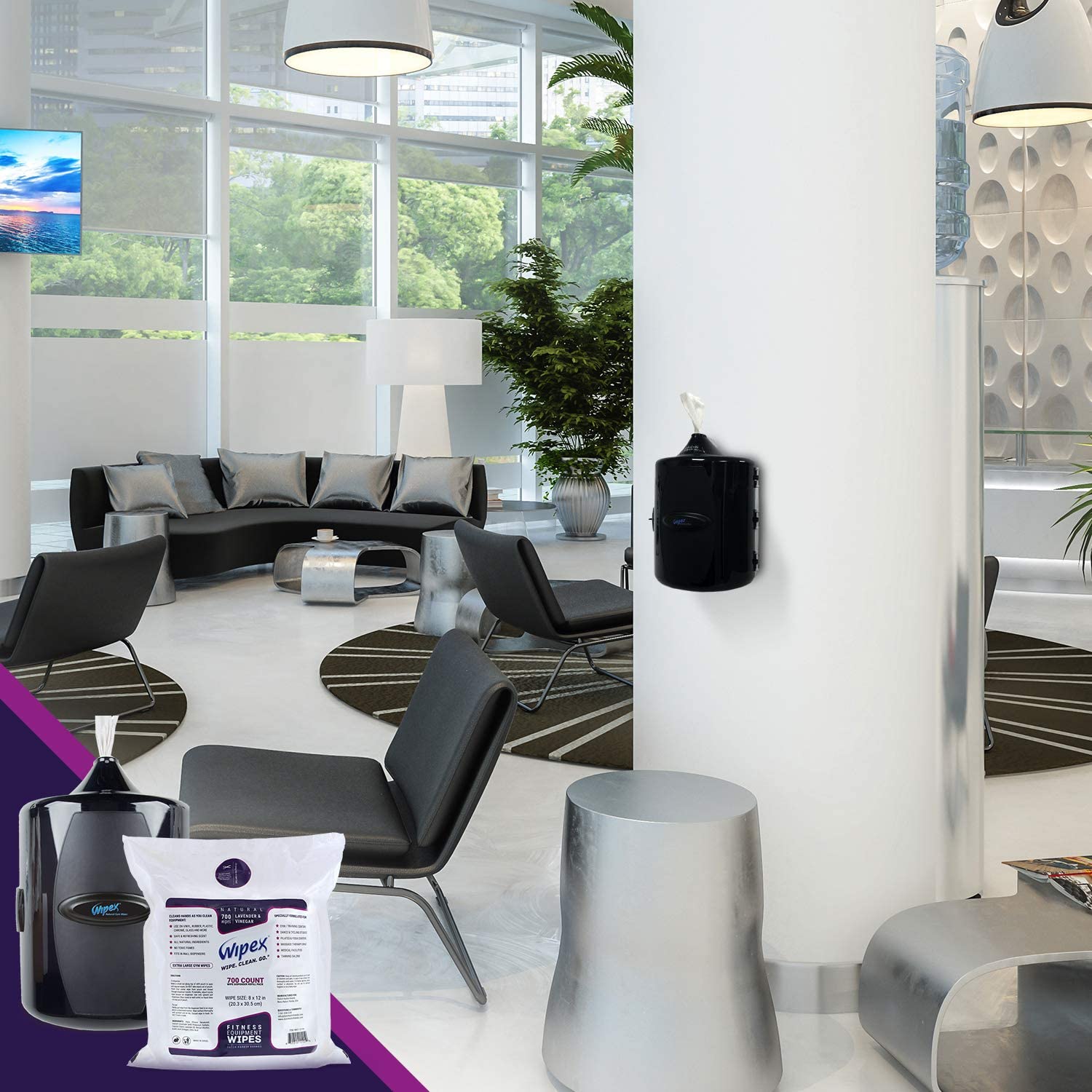 Wipex Gym & Fitness Wipes Refill Pack 700 Large Natural Wipes With Vinegar & Lavender Oil (1 Refill) Pack of 2