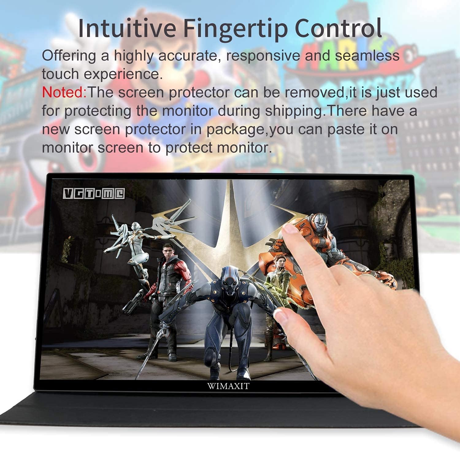 Wimaxit 14inch Portable Touch Monitor 98% sRGB 1920x1080 FHD External Display with Mini HDMI Input/USB-C Port/3.5mm Audio Out/Cover Stand Compatible for Laptop,PC,Game Console