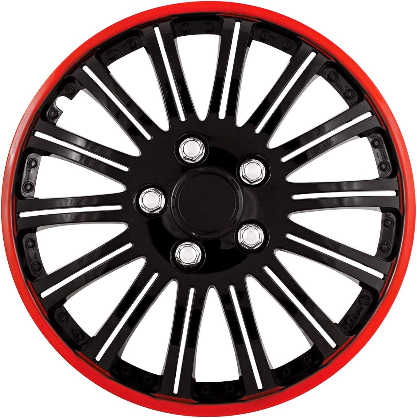 Pilot Universal Fit Cobra Black and Chrome with Red Trim 15 Inch Wheel Covers - Set of 4 (WH527-15RE-BX) Pack of 2
