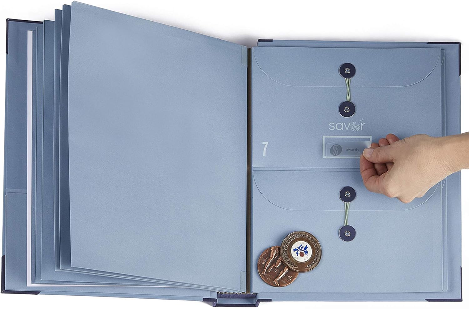 The Folio Expanding File Folder Important Document Organizer by Savor Cloth Book of 10 Envelopes & Labels for Important Papers Homework Organizer Homeschool Organizer Photos Letters Keepsakes Blue Pack of 2