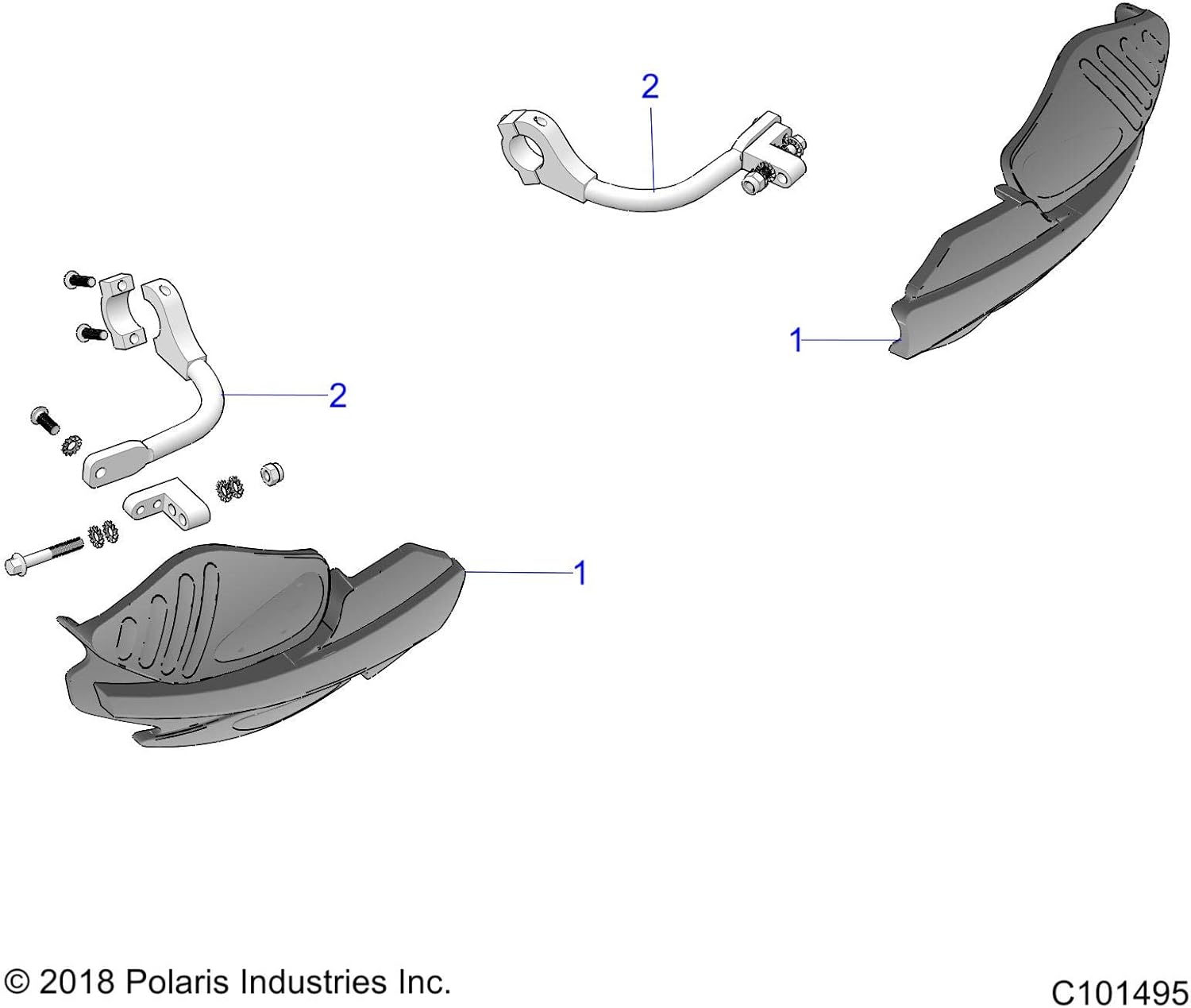 Polaris Off Road Handguard Mounts, 2 Pack Pack of 2