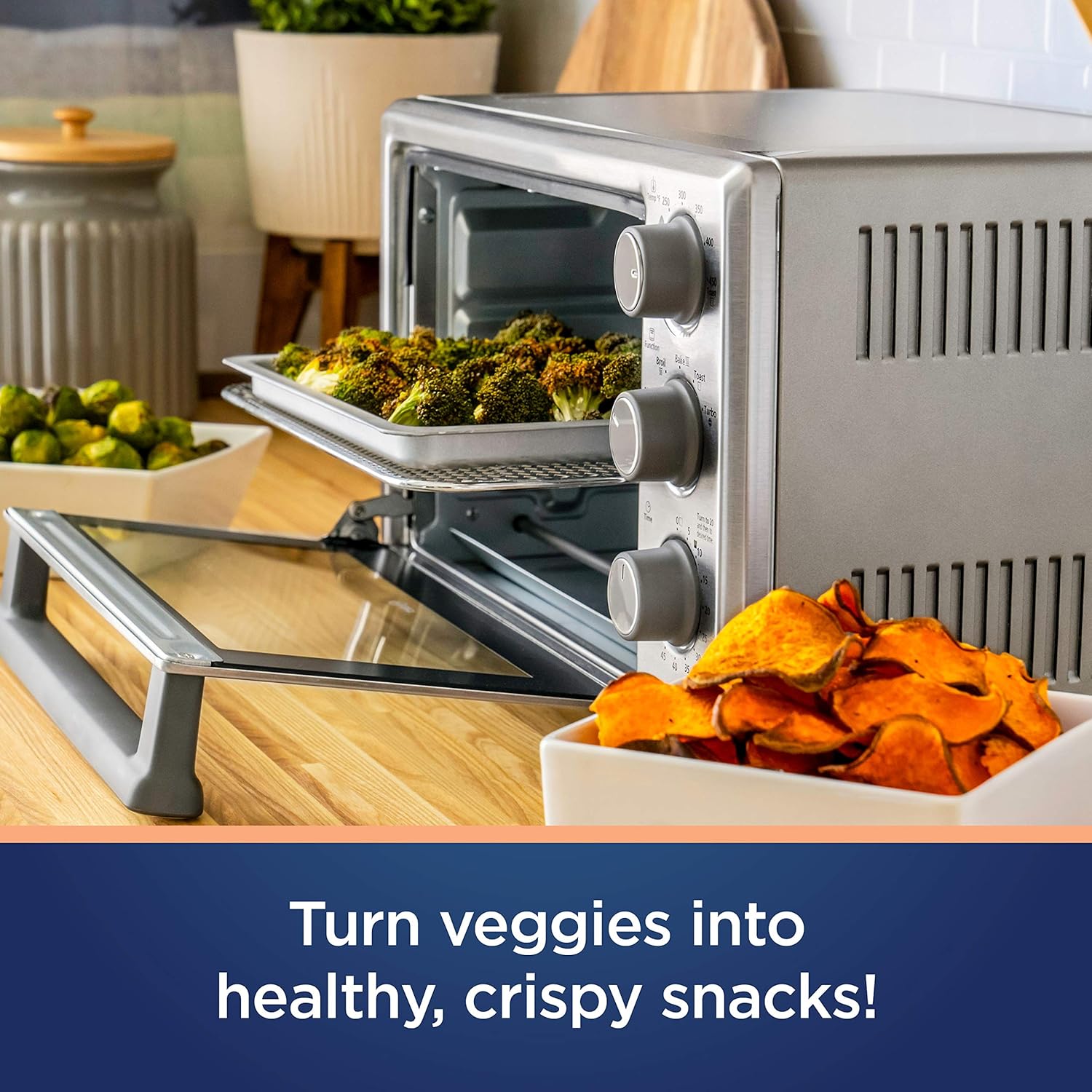 Oster Compact Countertop Oven With Air Fryer, Stainless Steel Pack of 2