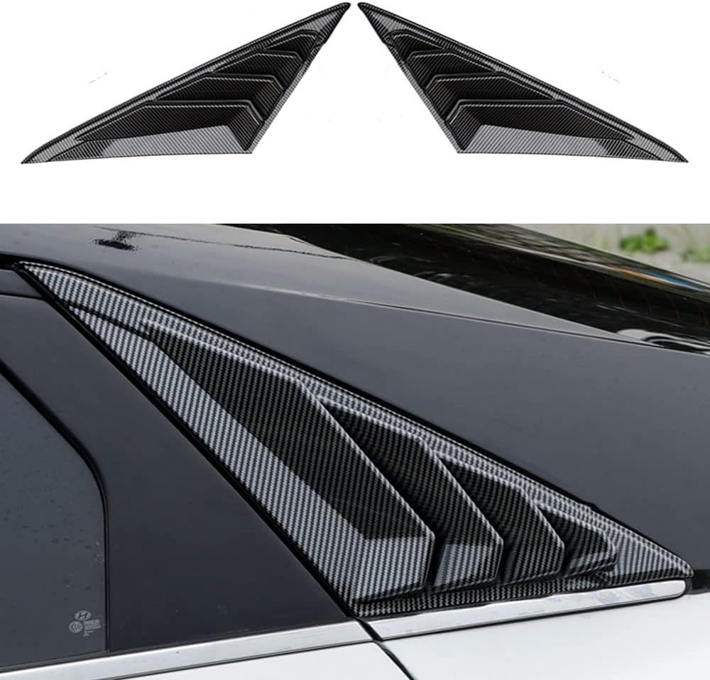 XHQ Rear Window Louver Shutter Cover Trim Fit for Hyundai Elantra 2021 2022 Side Window Louvers Air Vent Scoop Shades Cover Accessories Decoration(Carbon Fibre) Pack of 2